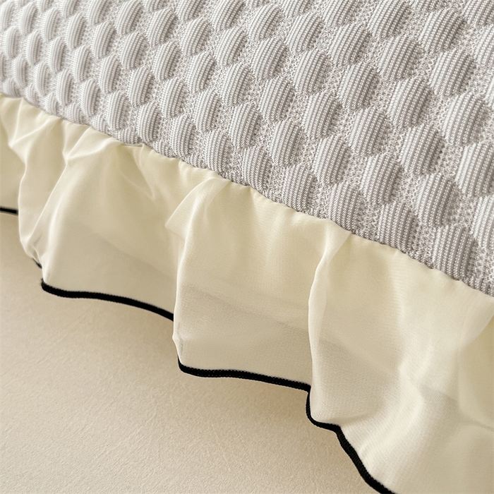 91家纺网 家纺一手货源 找家纺 梦舒羽 2026新款A类凉感冰豆豆凉席花边冰丝枕套情侣双人1.8m枕头套加长枕芯套 凉豆豆-海盐灰