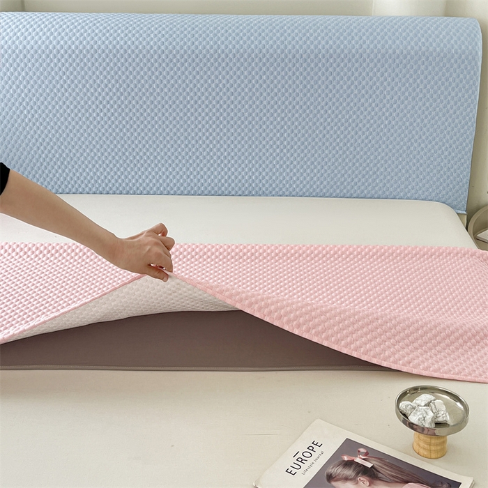 91家纺网 家纺一手货源 找家纺 梦舒羽 2026新款A类凉感冰豆豆凉席床头罩靠背套-有外贸尺寸可以联系 凉豆豆-仙气粉