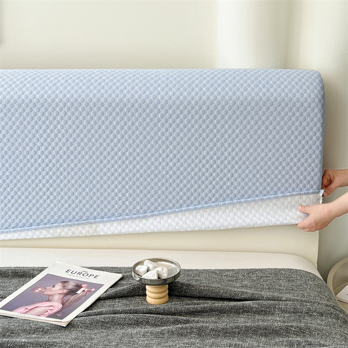 91家纺网 家纺一手货源 找家纺 梦舒羽 2026新款A类凉感冰豆豆凉席床头罩靠背套-有外贸尺寸可以联系 凉豆豆-宝石蓝