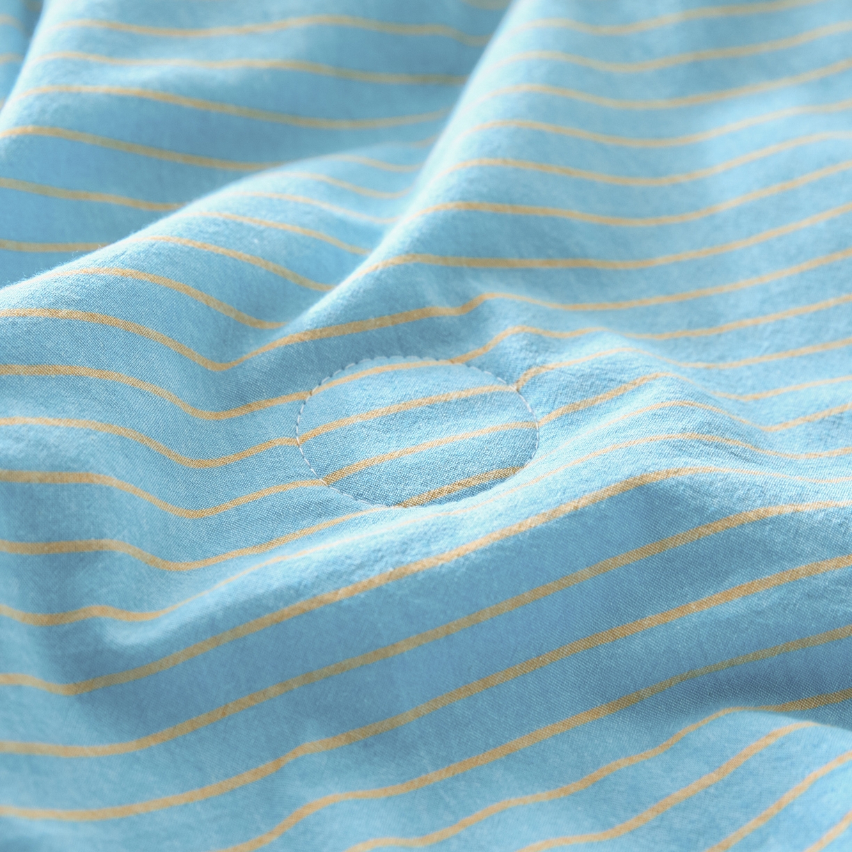 91家纺网 家纺一手货源 找家纺 如一 2026新款全棉色织水洗棉条纹三角针夏被四件套 晴空橙