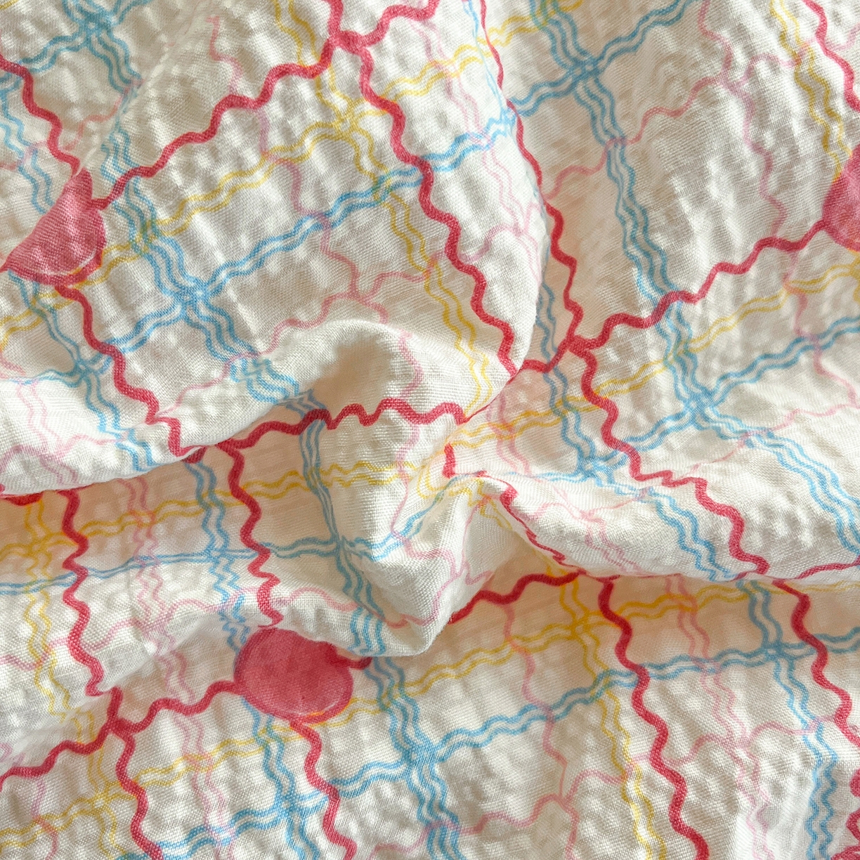 91家纺网 家纺一手货源 找家纺 金梦拉家纺 2026新款全棉花边系列泡芙纱泡泡纱夏被夏凉被空调被四件套 格格心动