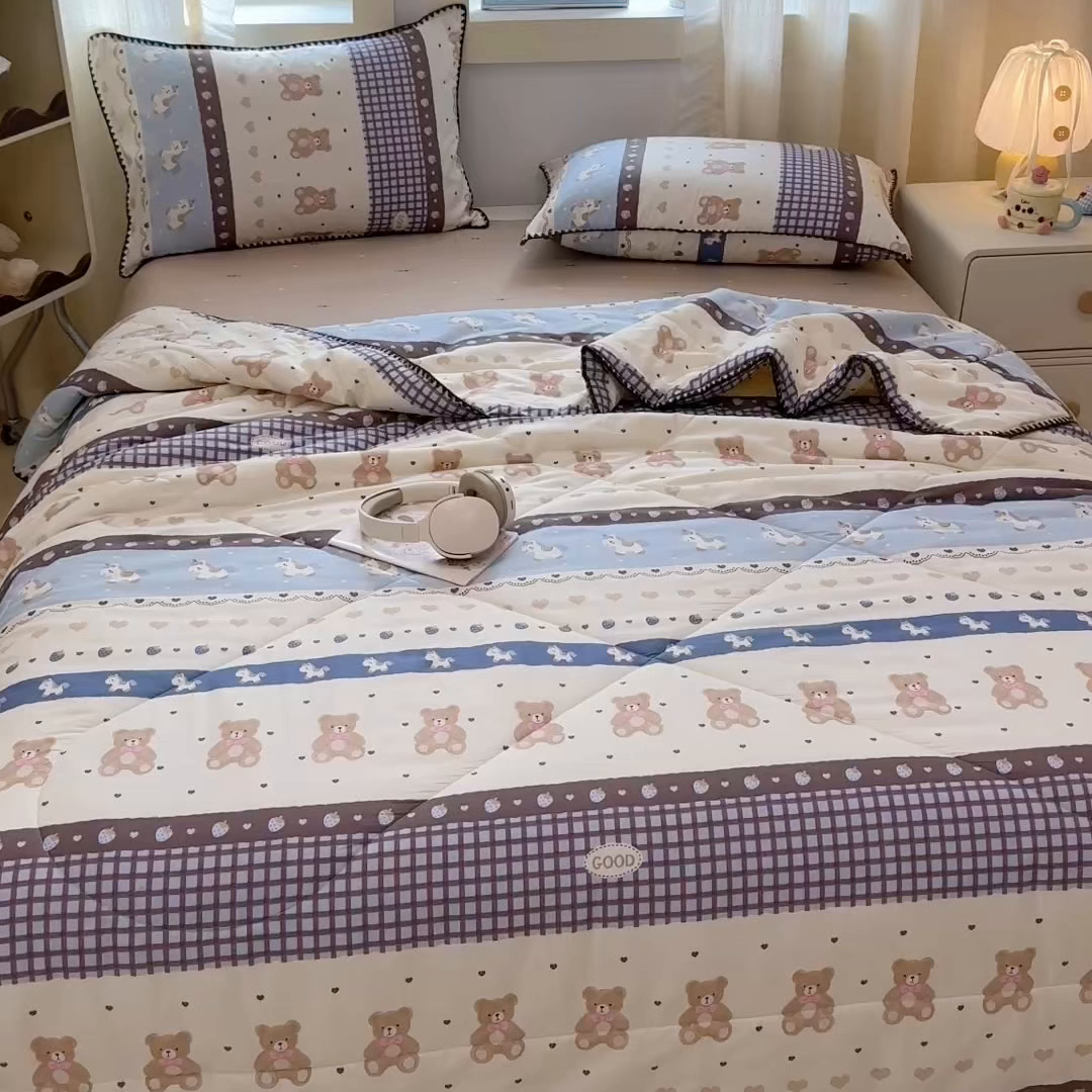 91家纺网 家纺一手货源 找家纺 沐辰 2026新款A类贝壳边全棉纯棉棉花夏被夏凉被空调被 安睡小熊