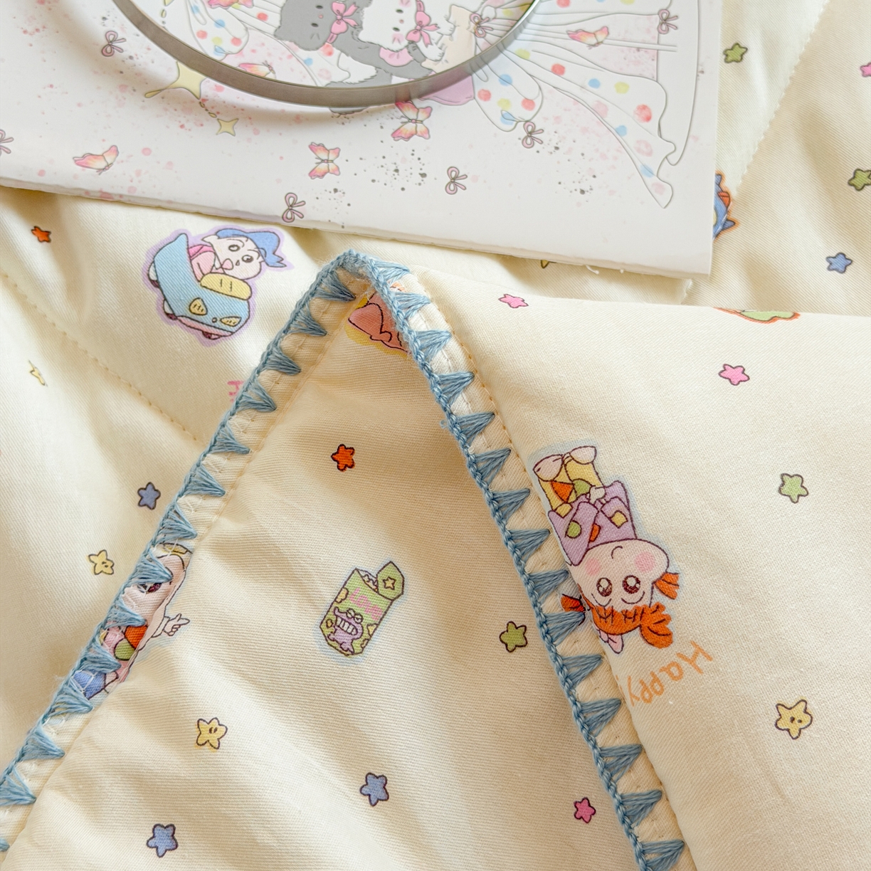 91家纺网 家纺一手货源 找家纺 沐辰 2026新款A类贝壳边全棉纯棉棉花夏被夏凉被空调被 蜡笔萌趣