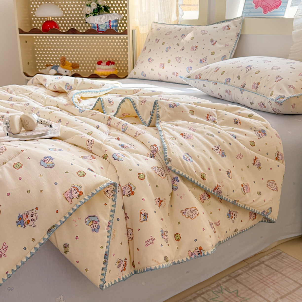 91家纺网 家纺一手货源 找家纺 沐辰 2026新款A类贝壳边全棉纯棉棉花夏被夏凉被空调被 蜡笔萌趣