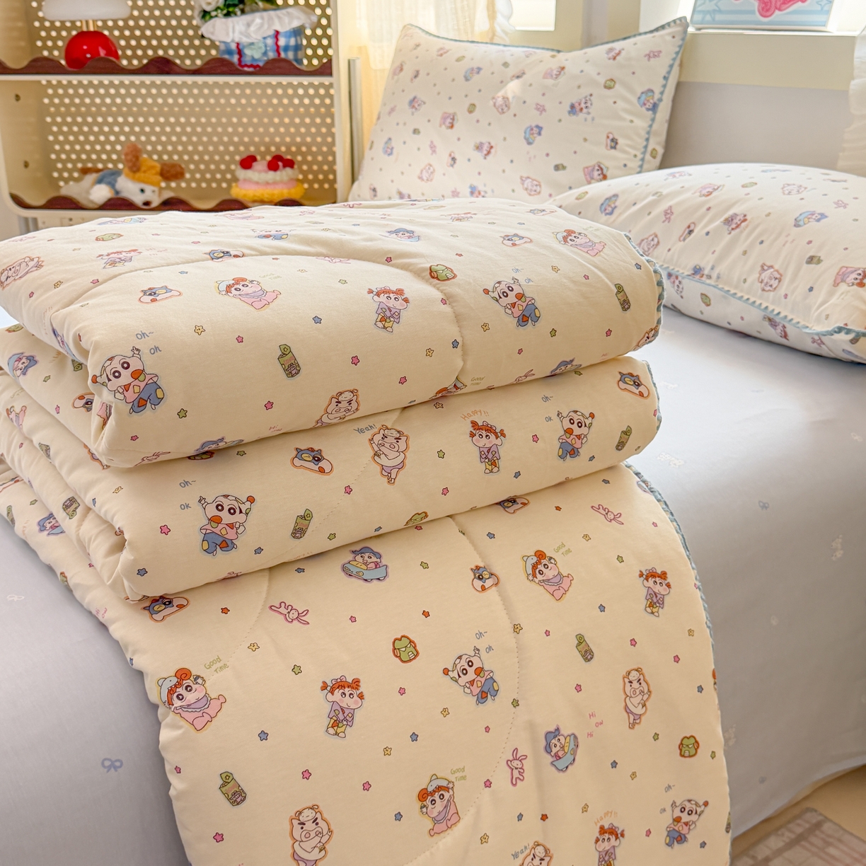 91家纺网 家纺一手货源 找家纺 沐辰 2026新款A类贝壳边全棉纯棉棉花夏被夏凉被空调被 蜡笔萌趣