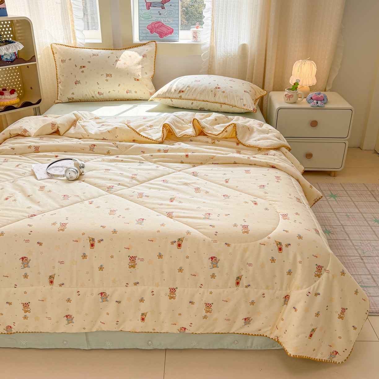 91家纺网 家纺一手货源 找家纺 沐辰 2026新款A类贝壳边全棉纯棉棉花夏被夏凉被空调被 奶熊甜梦