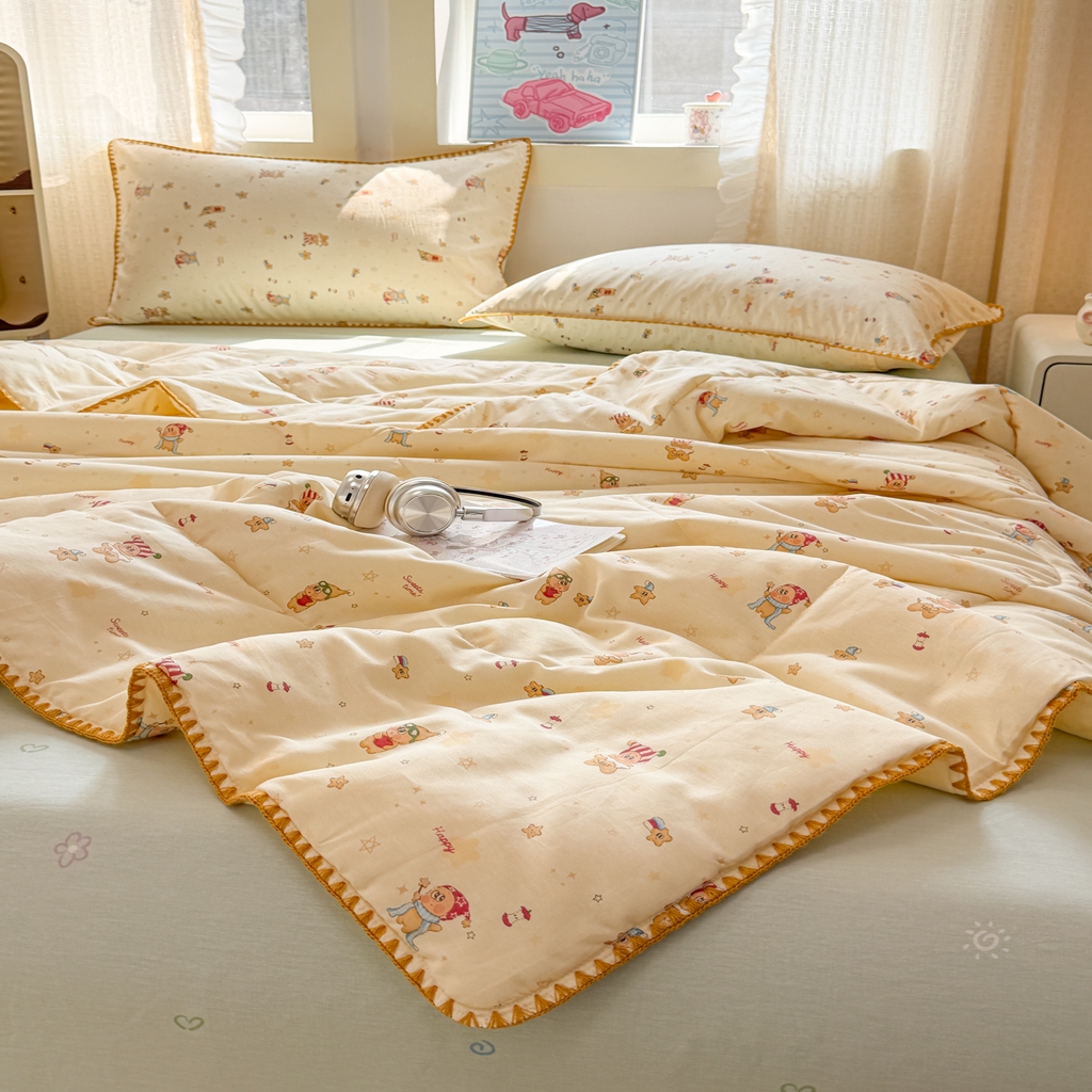 91家纺网 家纺一手货源 找家纺 沐辰 2026新款A类贝壳边全棉纯棉棉花夏被夏凉被空调被 奶熊甜梦