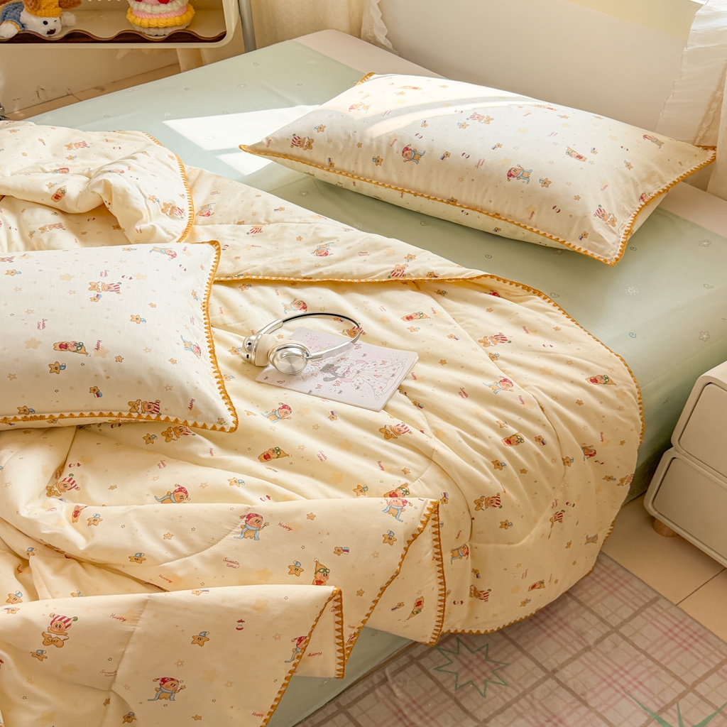 91家纺网 家纺一手货源 找家纺 沐辰 2026新款A类贝壳边全棉纯棉棉花夏被夏凉被空调被 奶熊甜梦