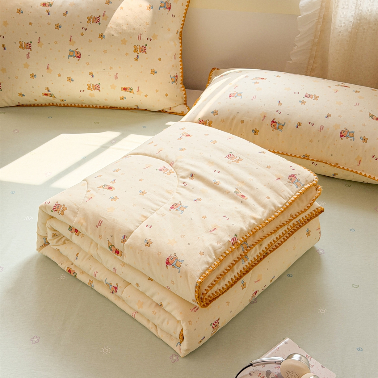 91家纺网 家纺一手货源 找家纺 沐辰 2026新款A类贝壳边全棉纯棉棉花夏被夏凉被空调被 奶熊甜梦