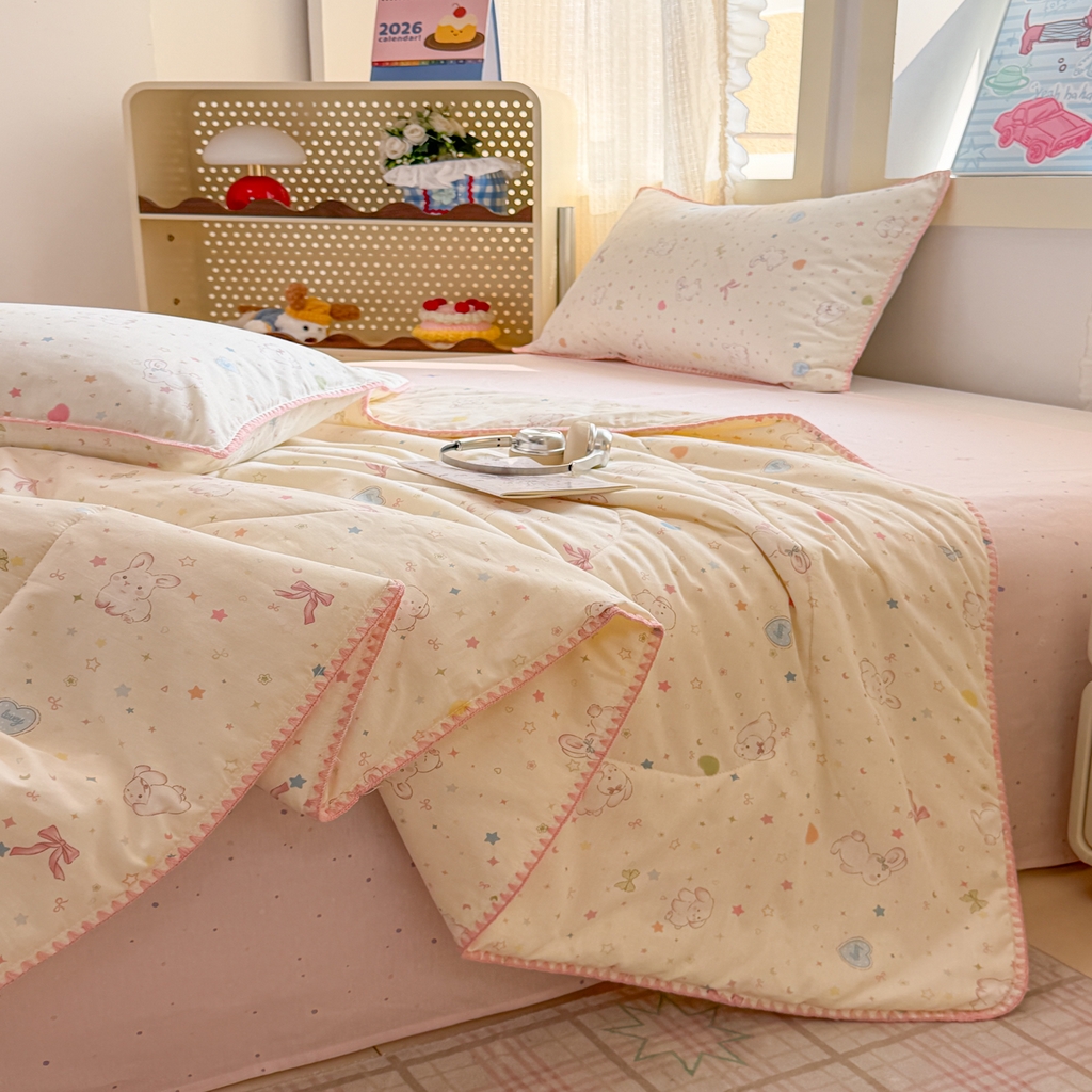 91家纺网 家纺一手货源 找家纺 沐辰 2026新款A类贝壳边全棉纯棉棉花夏被夏凉被空调被 兔叽星梦