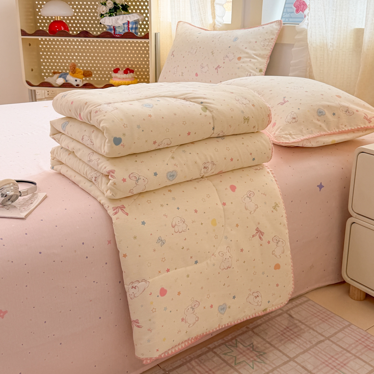 91家纺网 家纺一手货源 找家纺 沐辰 2026新款A类贝壳边全棉纯棉棉花夏被夏凉被空调被 兔叽星梦