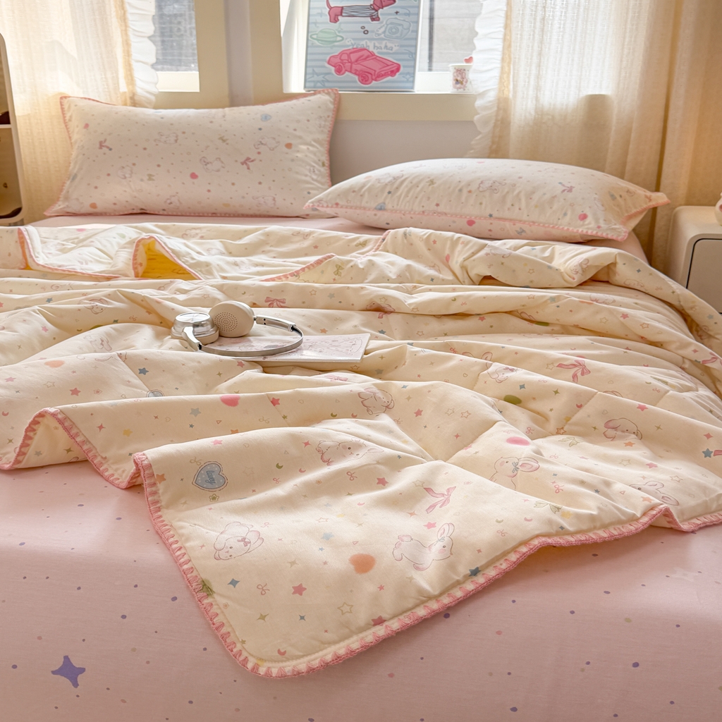 91家纺网 家纺一手货源 找家纺 沐辰 2026新款A类贝壳边全棉纯棉棉花夏被夏凉被空调被 兔叽星梦