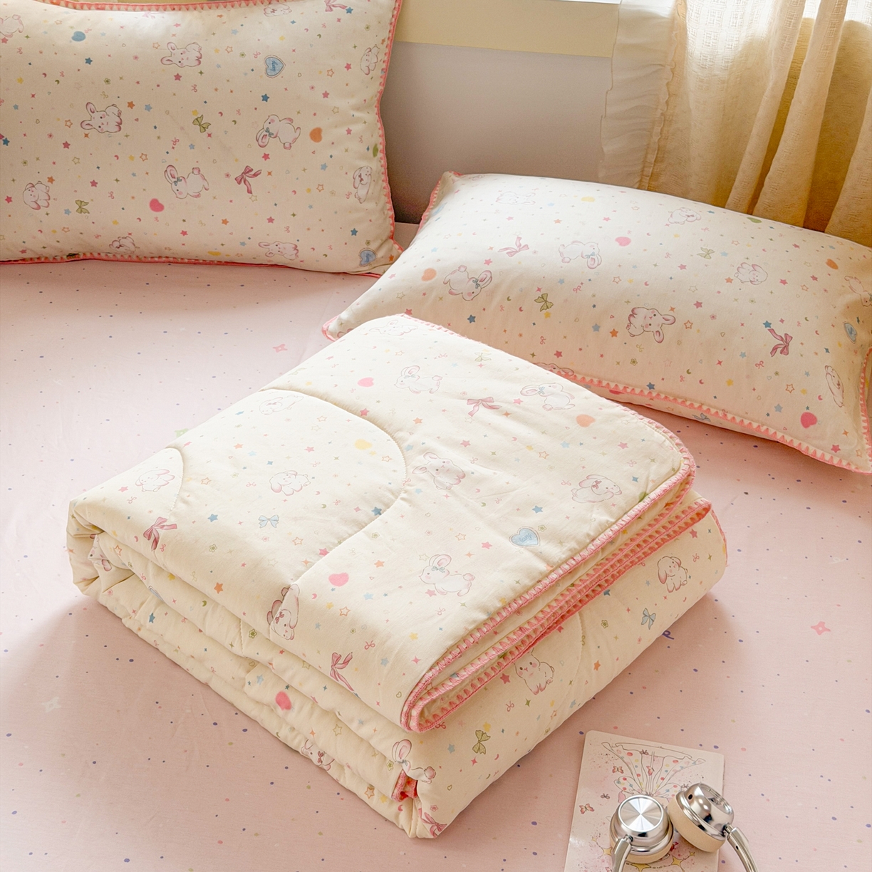 91家纺网 家纺一手货源 找家纺 沐辰 2026新款A类贝壳边全棉纯棉棉花夏被夏凉被空调被 兔叽星梦