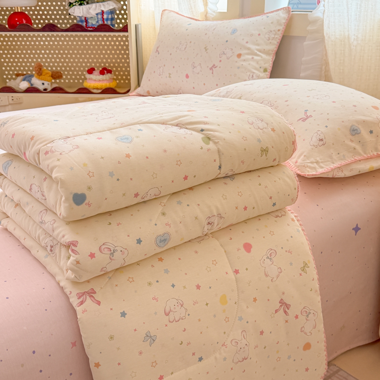 91家纺网 家纺一手货源 找家纺 沐辰 2026新款A类贝壳边全棉纯棉棉花夏被夏凉被空调被 兔叽星梦