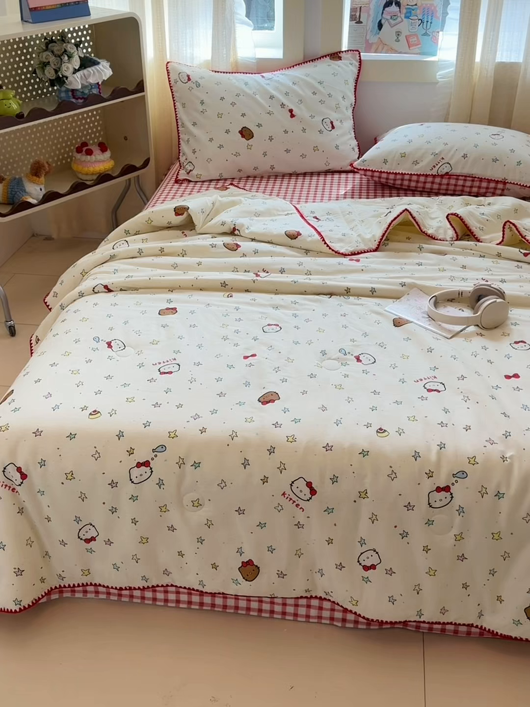 91家纺网 家纺一手货源 找家纺 沐辰 2026新款A类贝壳边全棉纯棉棉花夏被夏凉被空调被 星星猫