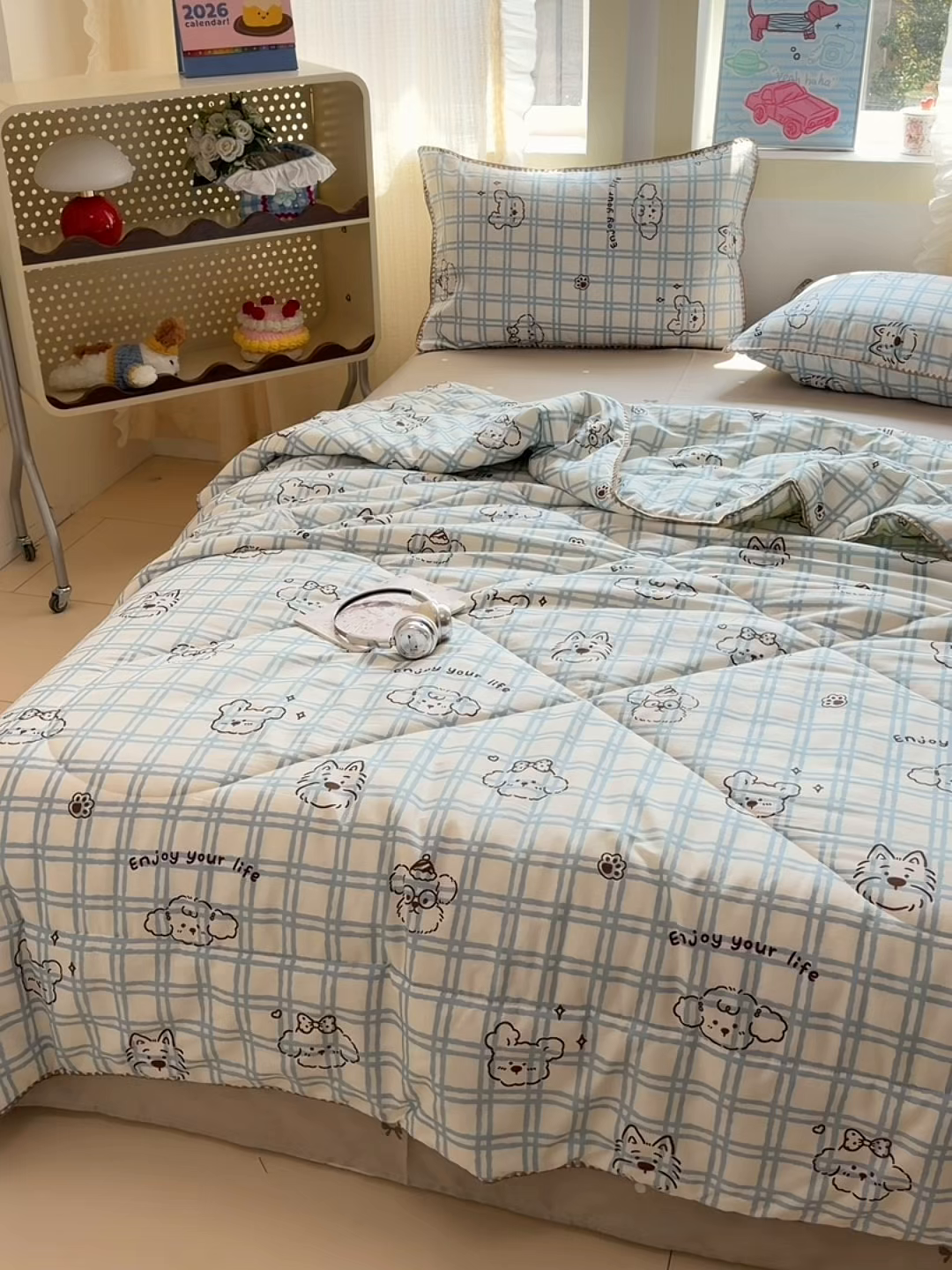 91家纺网 家纺一手货源 找家纺 沐辰 2026新款A类贝壳边全棉纯棉棉花夏被夏凉被空调被 治愈小狗
