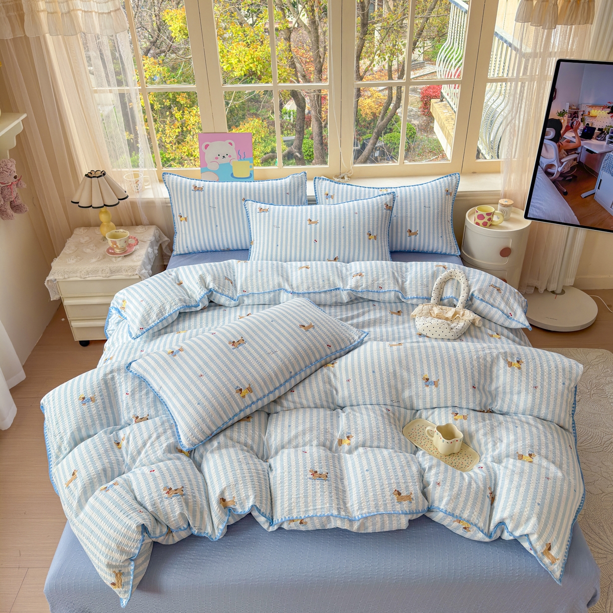 91家纺网 家纺一手货源 找家纺 （总）仟网汇 2026新款贝壳边泡芙纱三角针四件套