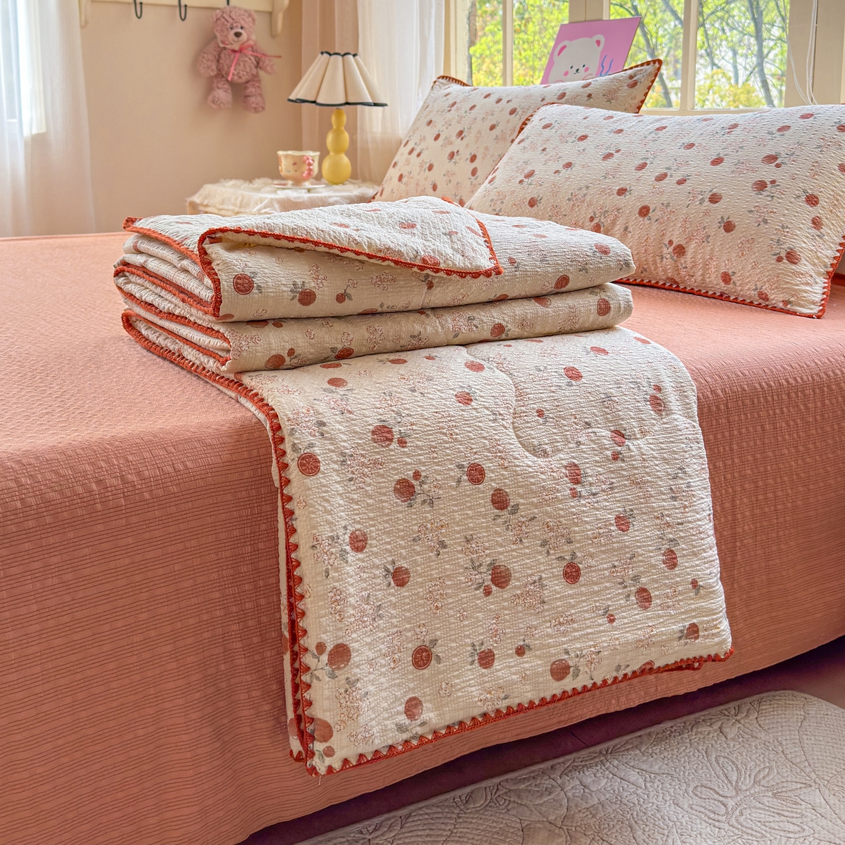 91家纺网 家纺一手货源 找家纺 （总）仟网汇 2026新款贝壳边泡芙纱三角针夏被四件套