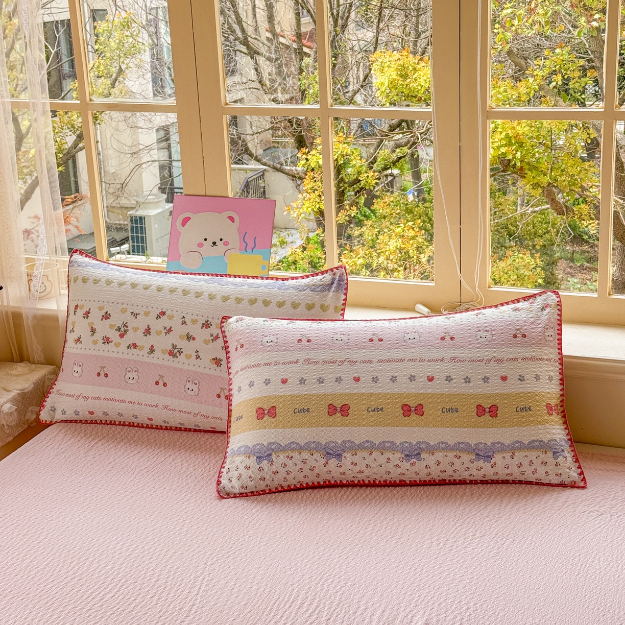 91家纺网 家纺一手货源 找家纺 仟网汇 2026新款贝壳边泡芙纱三角针夏被四件套 甜心小兔