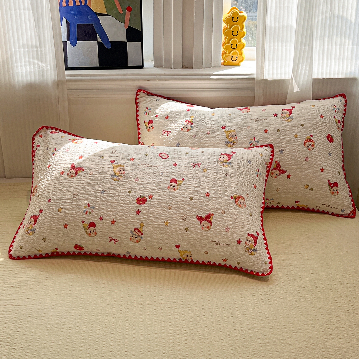 91家纺网 家纺一手货源 找家纺 仟网汇 2026新款三角针贝壳边泡芙纱夏被四件套 三角针夏被-蛋糕星人