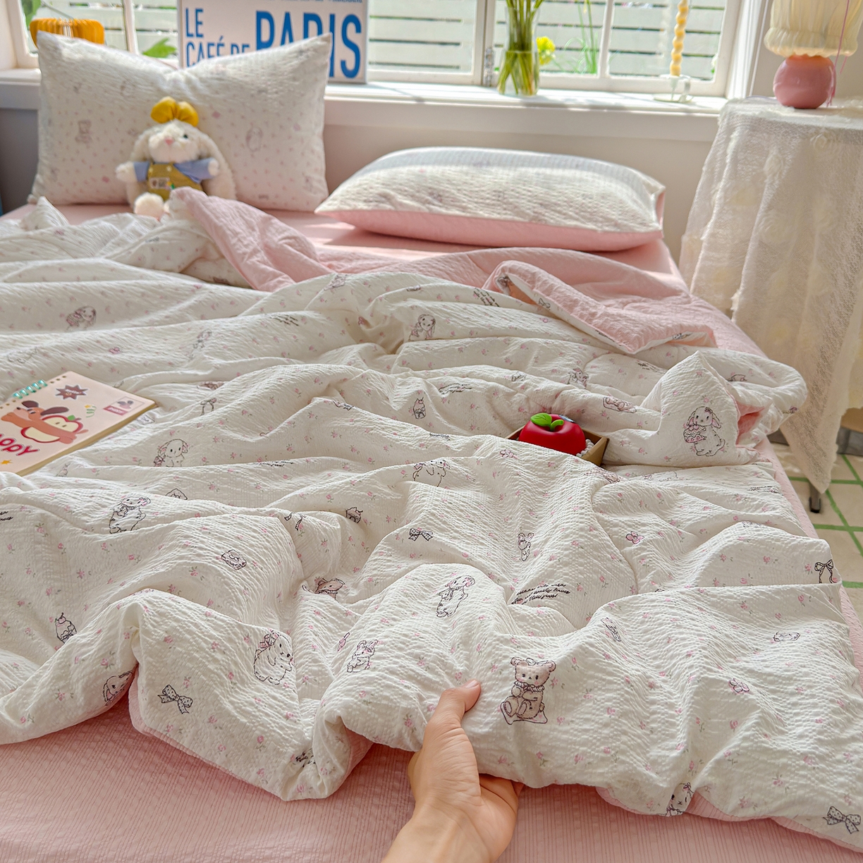 91家纺网 家纺一手货源 找家纺 （总）玉海棠家纺 2026新款云感泡芙棉夏被空调被夏凉被四件套