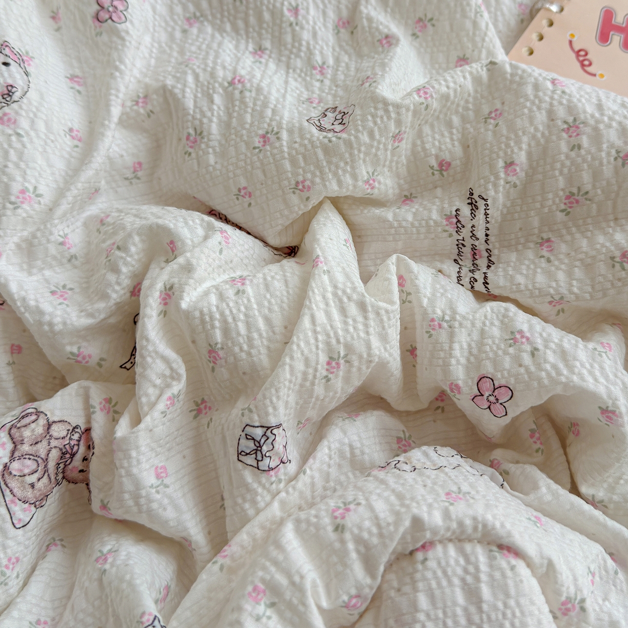 91家纺网 家纺一手货源 找家纺 玉海棠家纺 2026新款云感泡芙棉夏被空调被夏凉被四件套 粉萌