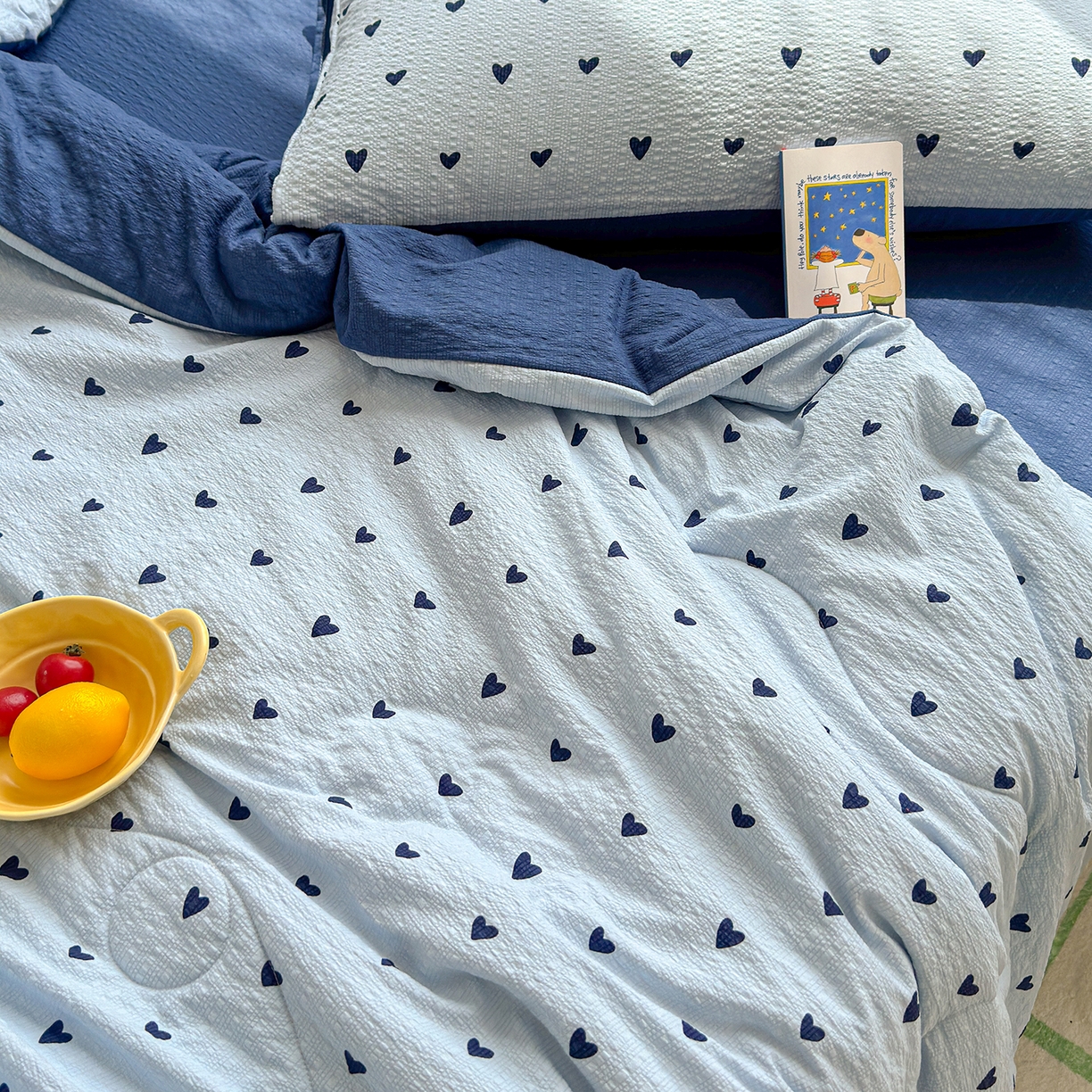 91家纺网 家纺一手货源 找家纺 玉海棠家纺 2026新款云感泡芙棉夏被空调被夏凉被四件套 海盐