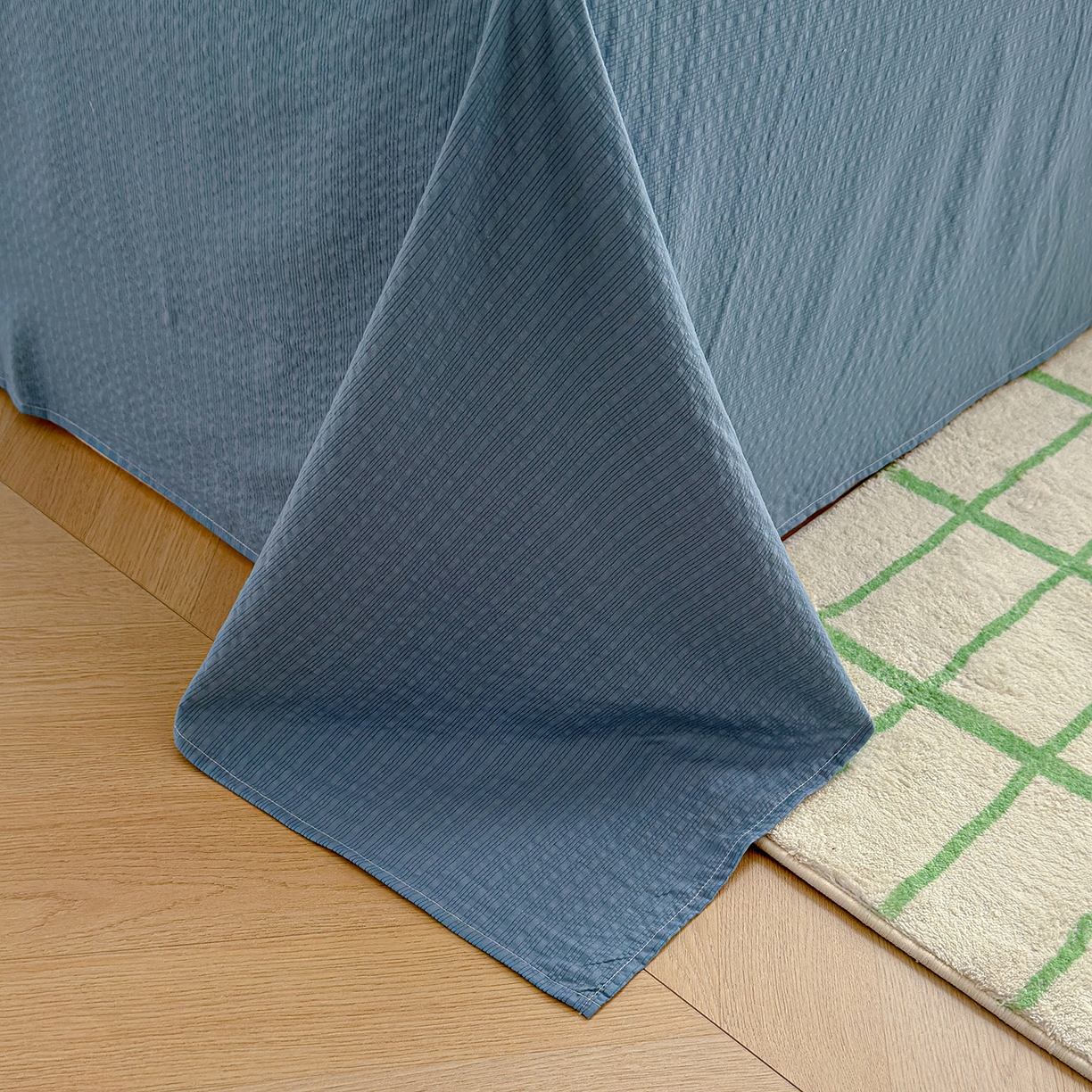 91家纺网 家纺一手货源 找家纺 玉海棠家纺 2026新款云感泡芙棉夏被空调被夏凉被四件套 蓝白织序