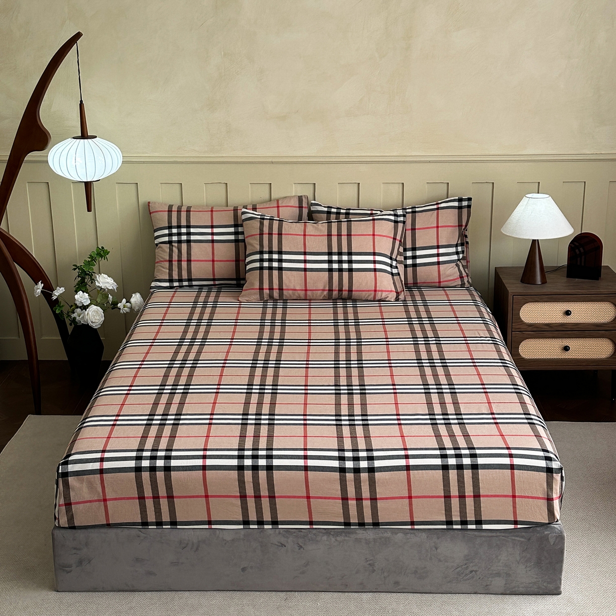 91家纺网 家纺一手货源 找家纺 蓝梦 2026新款全棉纯棉色织水洗棉简约四件套-大格 宝利格