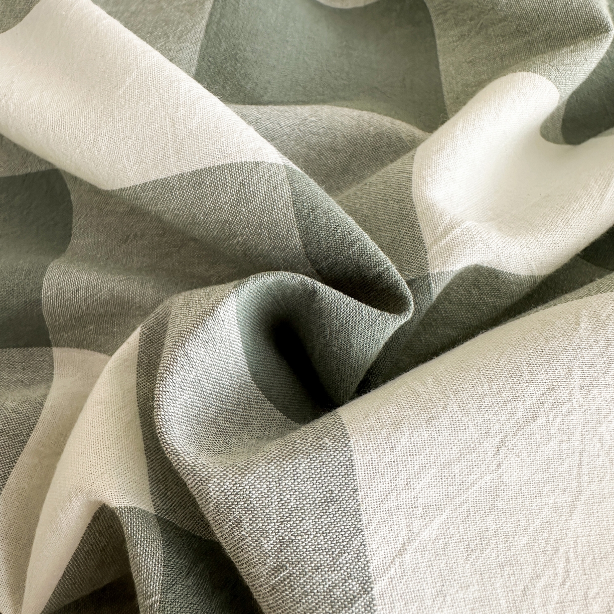 91家纺网 家纺一手货源 找家纺 蓝梦 2026新款全棉纯棉色织水洗棉简约四件套-大格 艾格绿