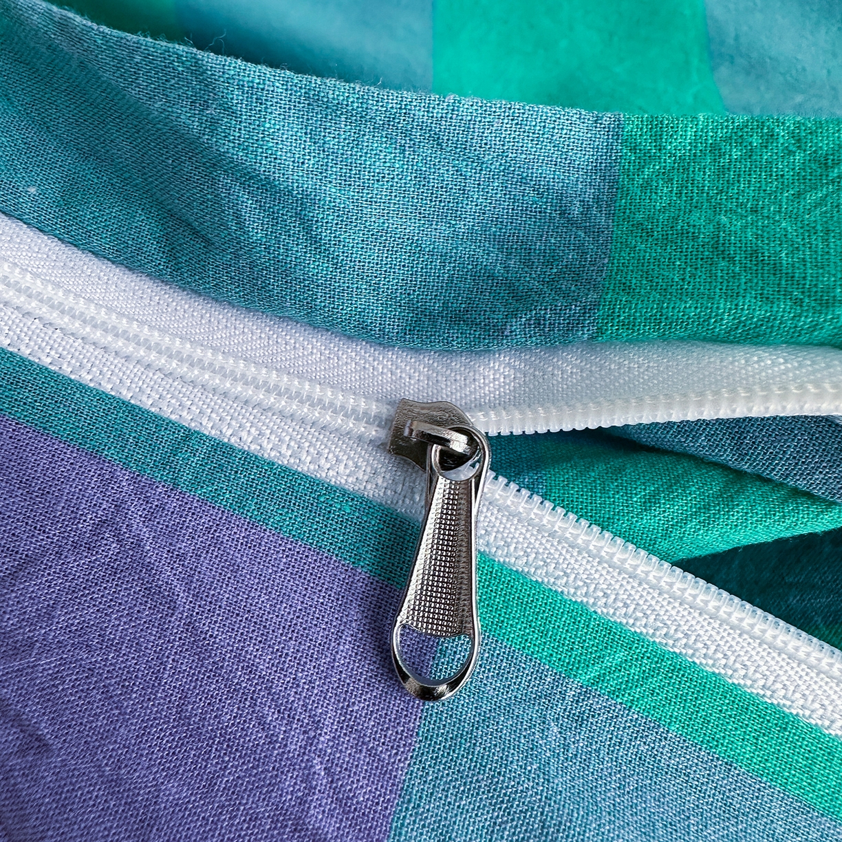 91家纺网 家纺一手货源 找家纺 蓝梦 2026新款全棉纯棉色织水洗棉简约四件套-大格 优雅兰