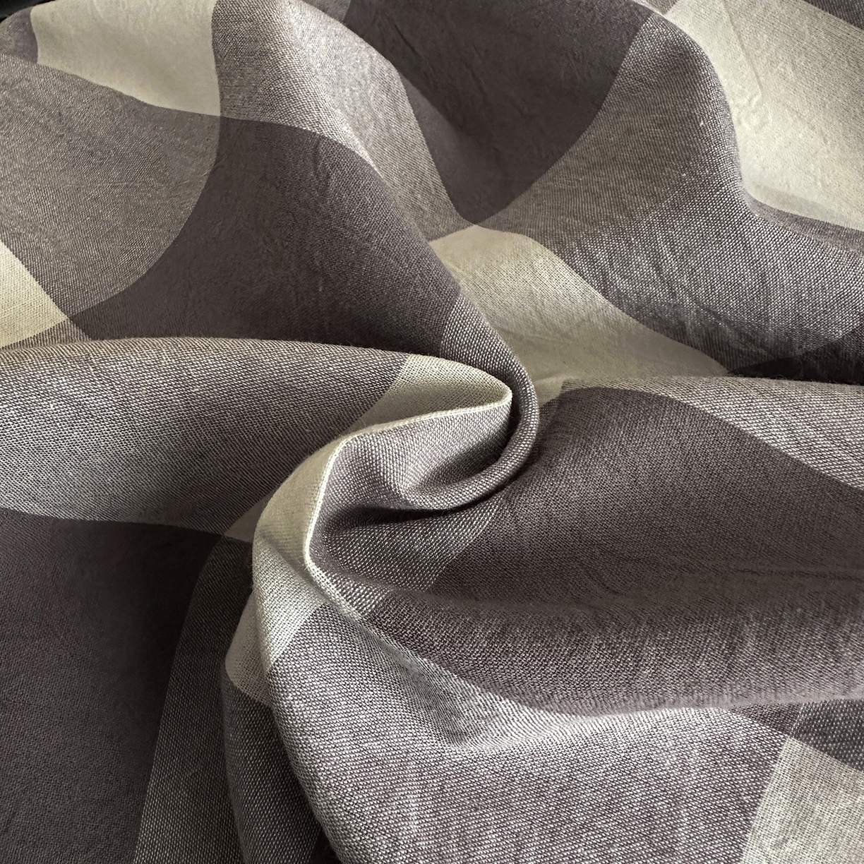 91家纺网 家纺一手货源 找家纺 蓝梦 2026新款全棉纯棉色织水洗棉简约四件套-大格 可可灰