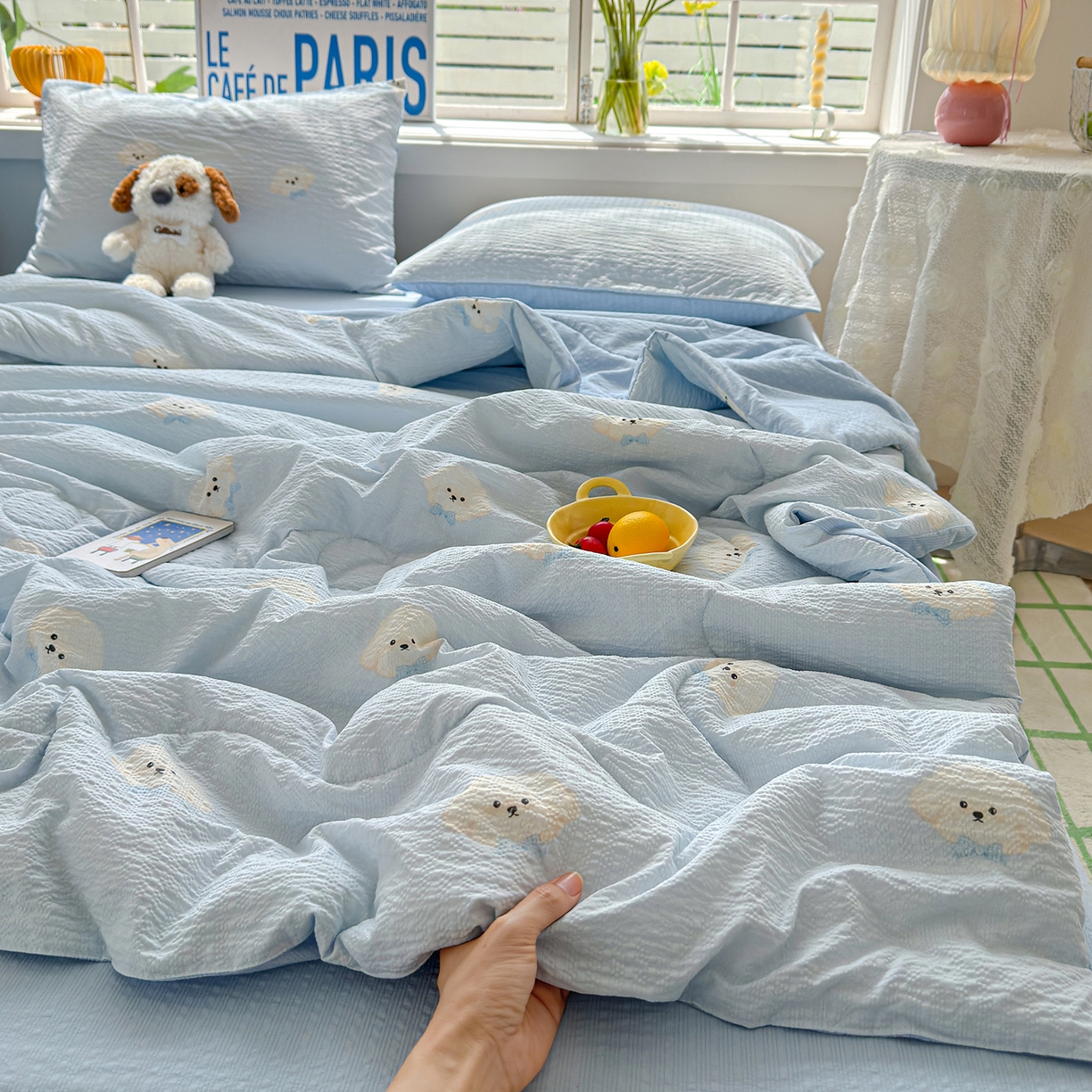 玉海棠家纺 2026新款云感泡芙棉夏被空调被夏凉被四件套 萌萌狗