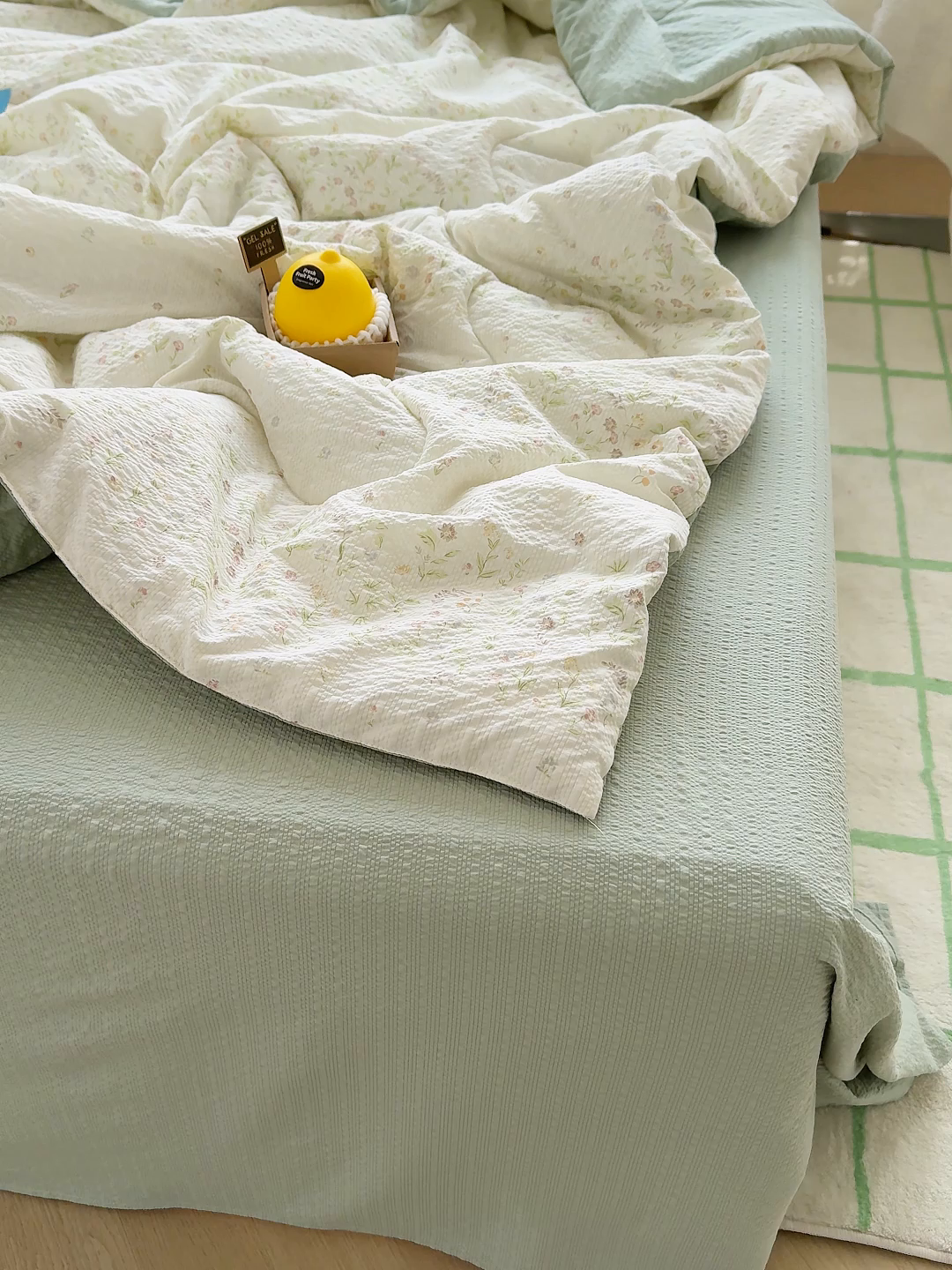 91家纺网 家纺一手货源 找家纺 玉海棠家纺 2026新款云感泡芙棉夏被空调被夏凉被四件套 浅夏