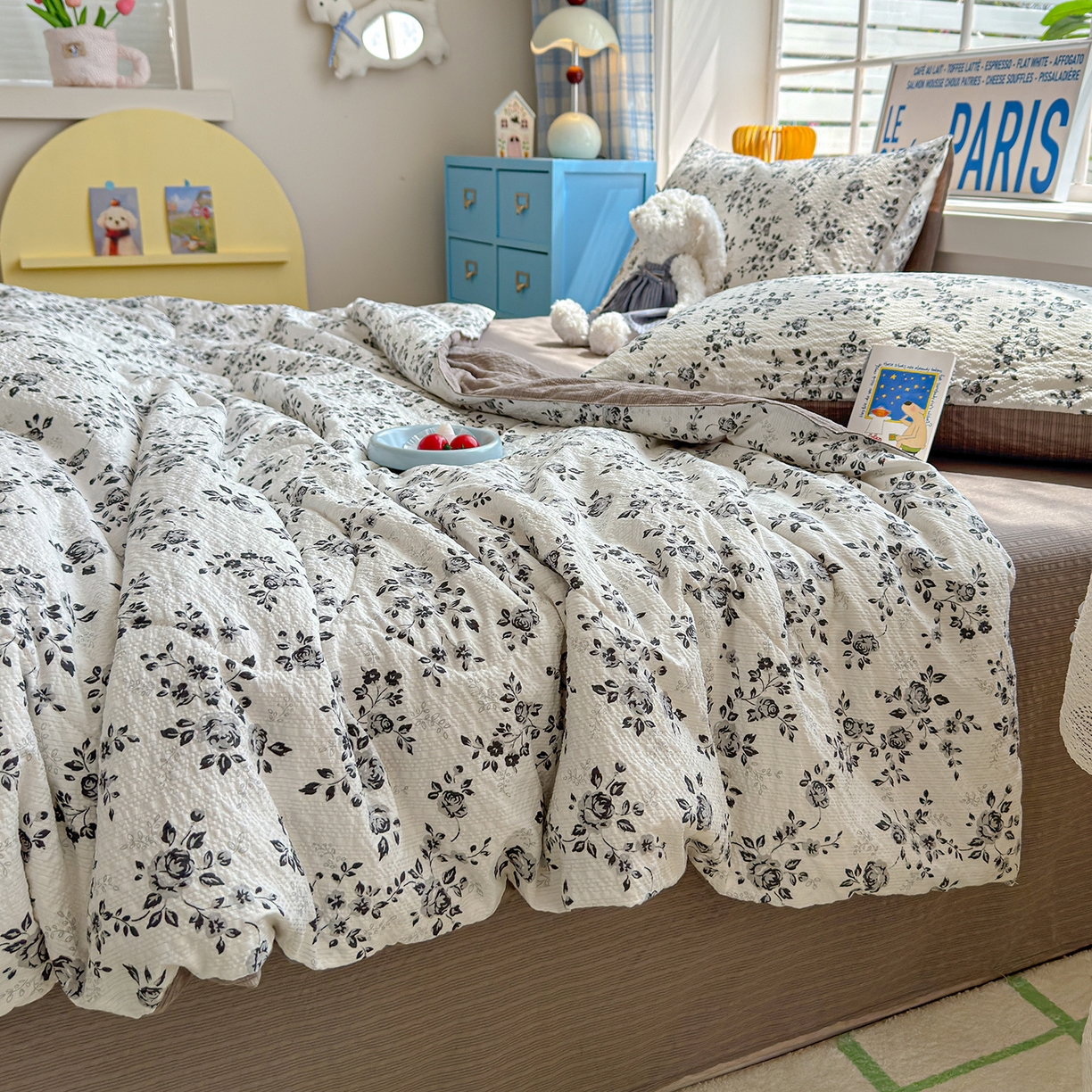 91家纺网 家纺一手货源 找家纺 玉海棠家纺 2026新款云感泡芙棉夏被空调被夏凉被四件套 疏影