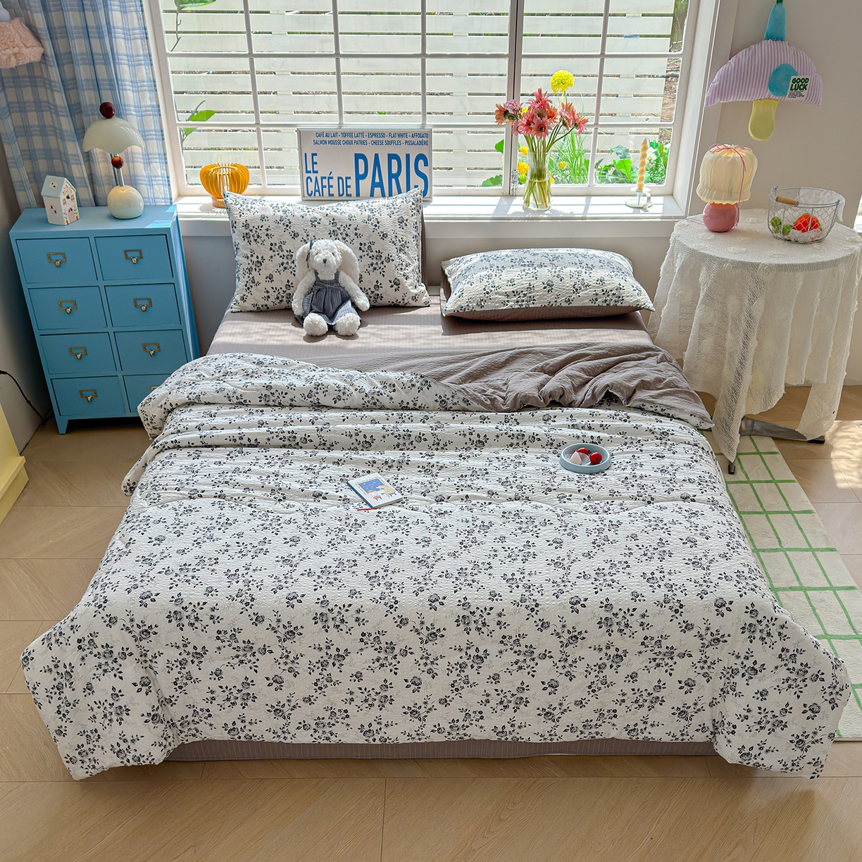 91家纺网 家纺一手货源 找家纺 玉海棠家纺 2026新款云感泡芙棉夏被空调被夏凉被四件套 疏影