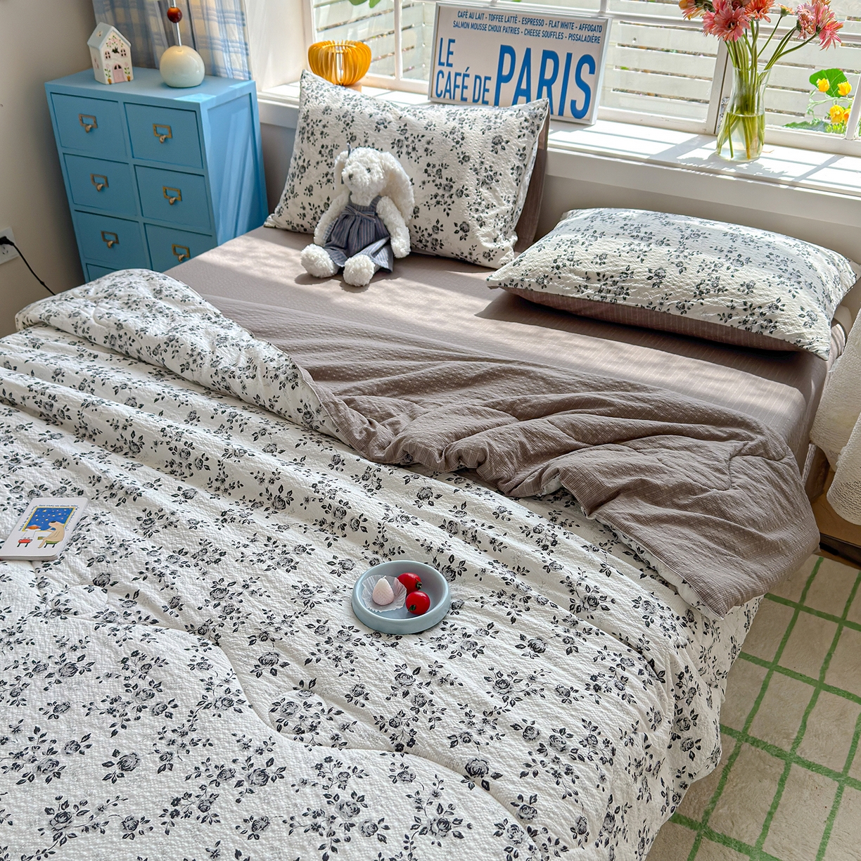 91家纺网 家纺一手货源 找家纺 玉海棠家纺 2026新款云感泡芙棉夏被空调被夏凉被四件套 疏影