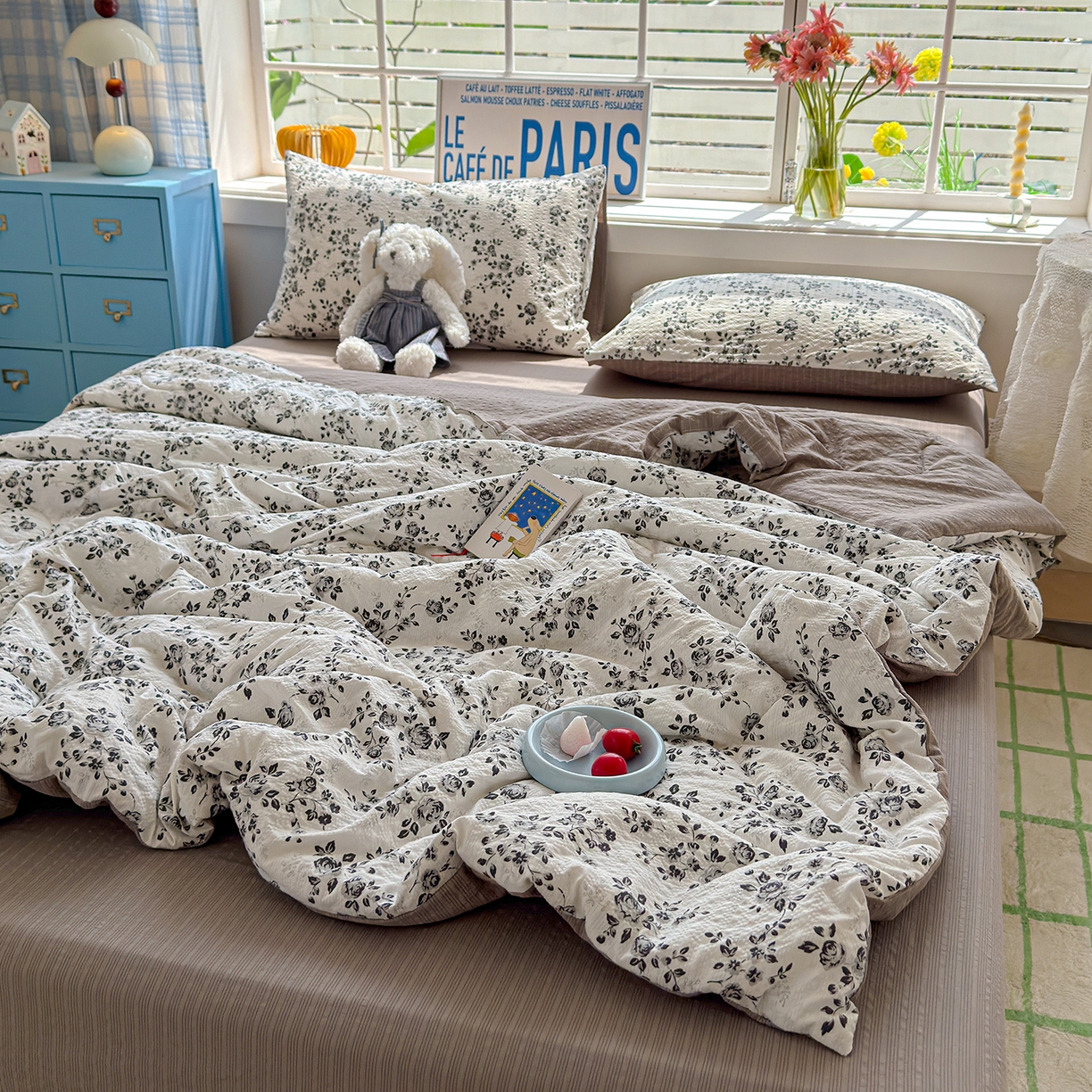 91家纺网 家纺一手货源 找家纺 玉海棠家纺 2026新款云感泡芙棉夏被空调被夏凉被四件套 疏影