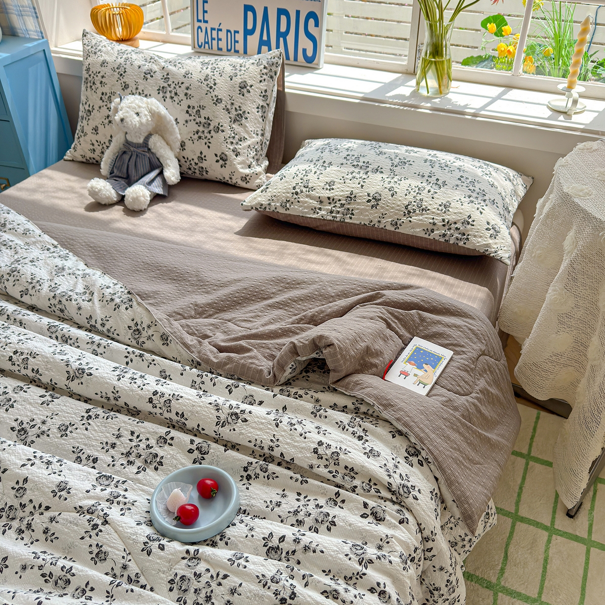 91家纺网 家纺一手货源 找家纺 玉海棠家纺 2026新款云感泡芙棉夏被空调被夏凉被四件套 疏影