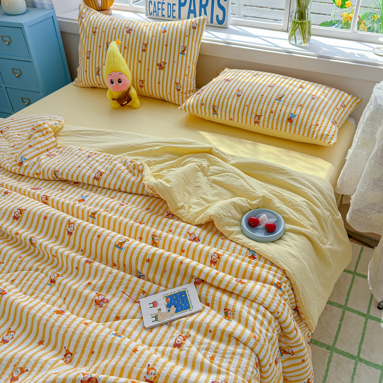 91家纺网 家纺一手货源 找家纺 玉海棠家纺 2026新款云感泡芙棉夏被空调被夏凉被四件套 星光童话