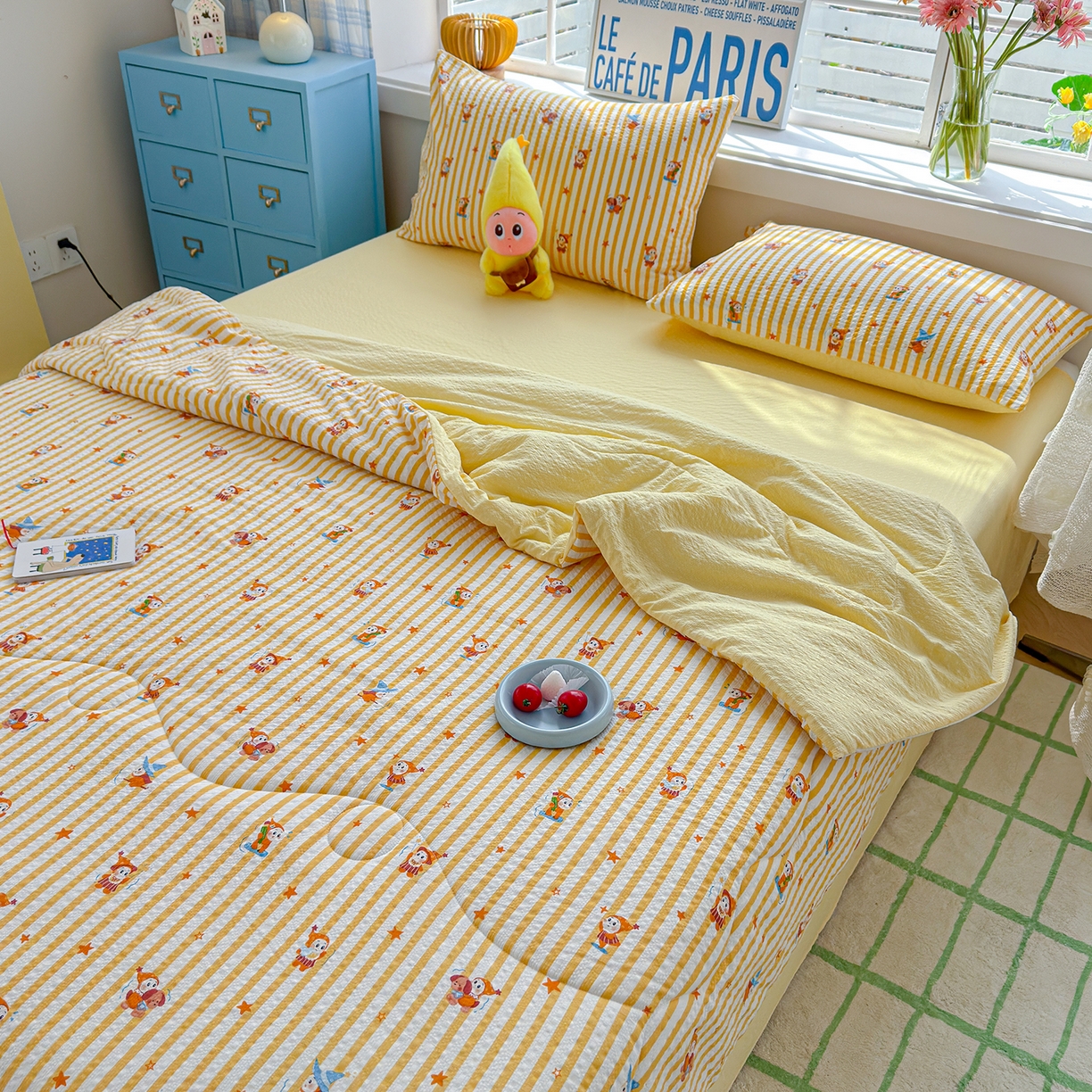 91家纺网 家纺一手货源 找家纺 玉海棠家纺 2026新款云感泡芙棉夏被空调被夏凉被四件套 星光童话