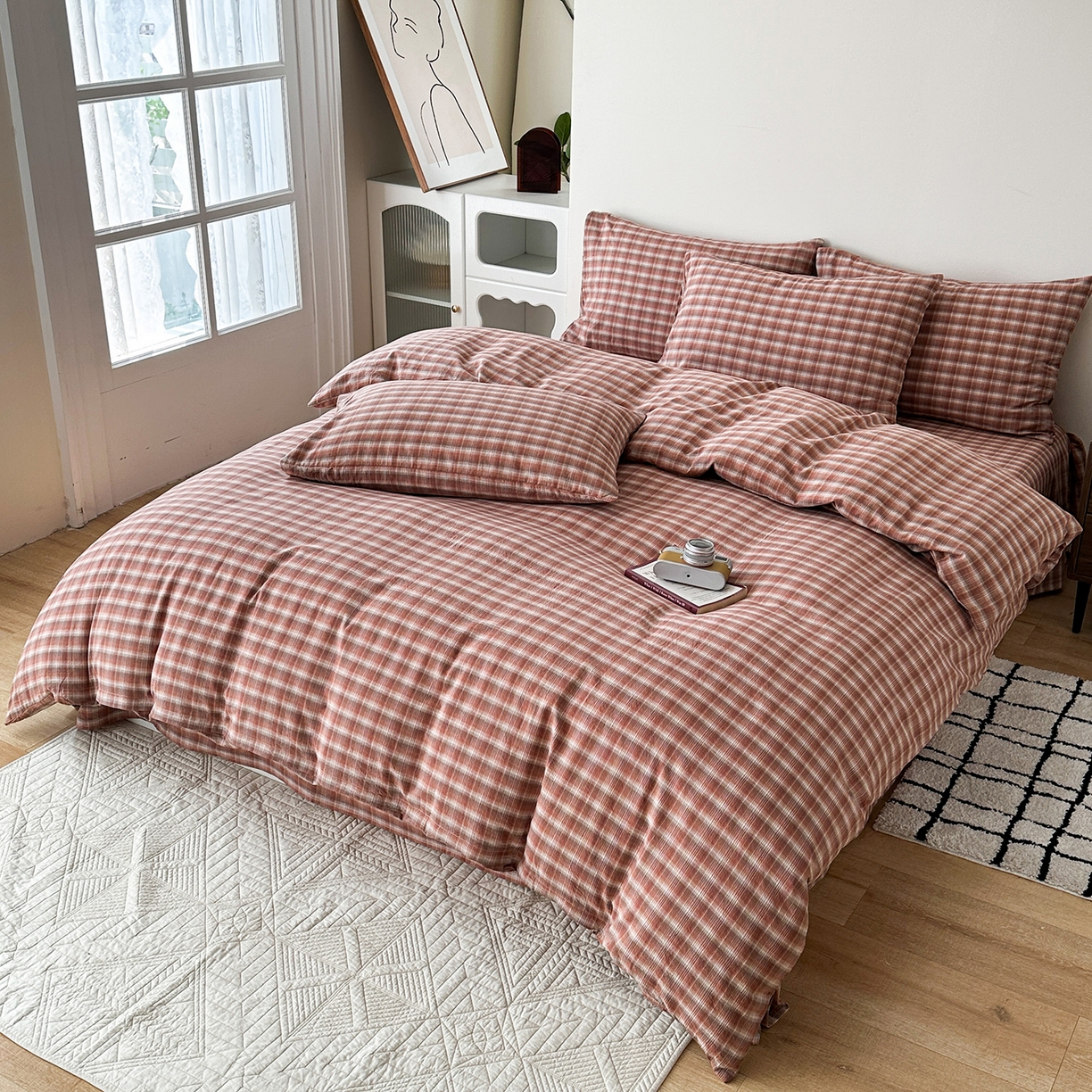 91家纺网 家纺一手货源 找家纺 （总）蓝梦 2026新款全棉纯棉色织水洗棉简约四件套-繁花