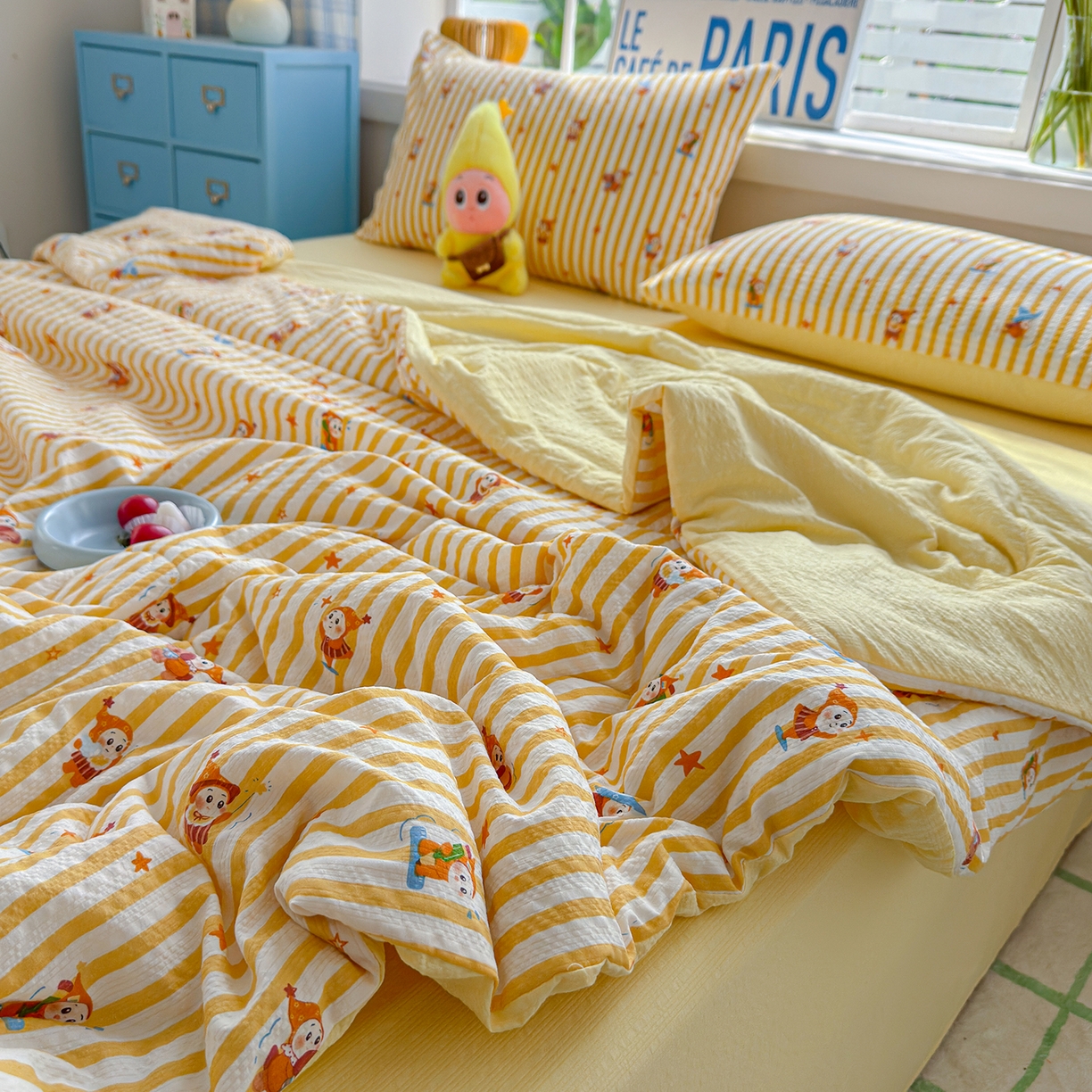 91家纺网 家纺一手货源 找家纺 玉海棠家纺 2026新款云感泡芙棉夏被空调被夏凉被四件套 星光童话