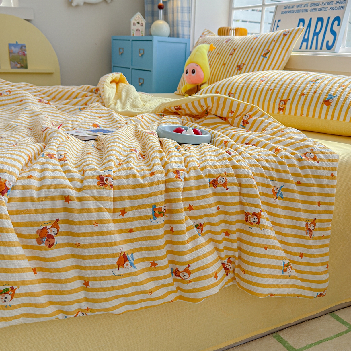 91家纺网 家纺一手货源 找家纺 玉海棠家纺 2026新款云感泡芙棉夏被空调被夏凉被四件套 星光童话