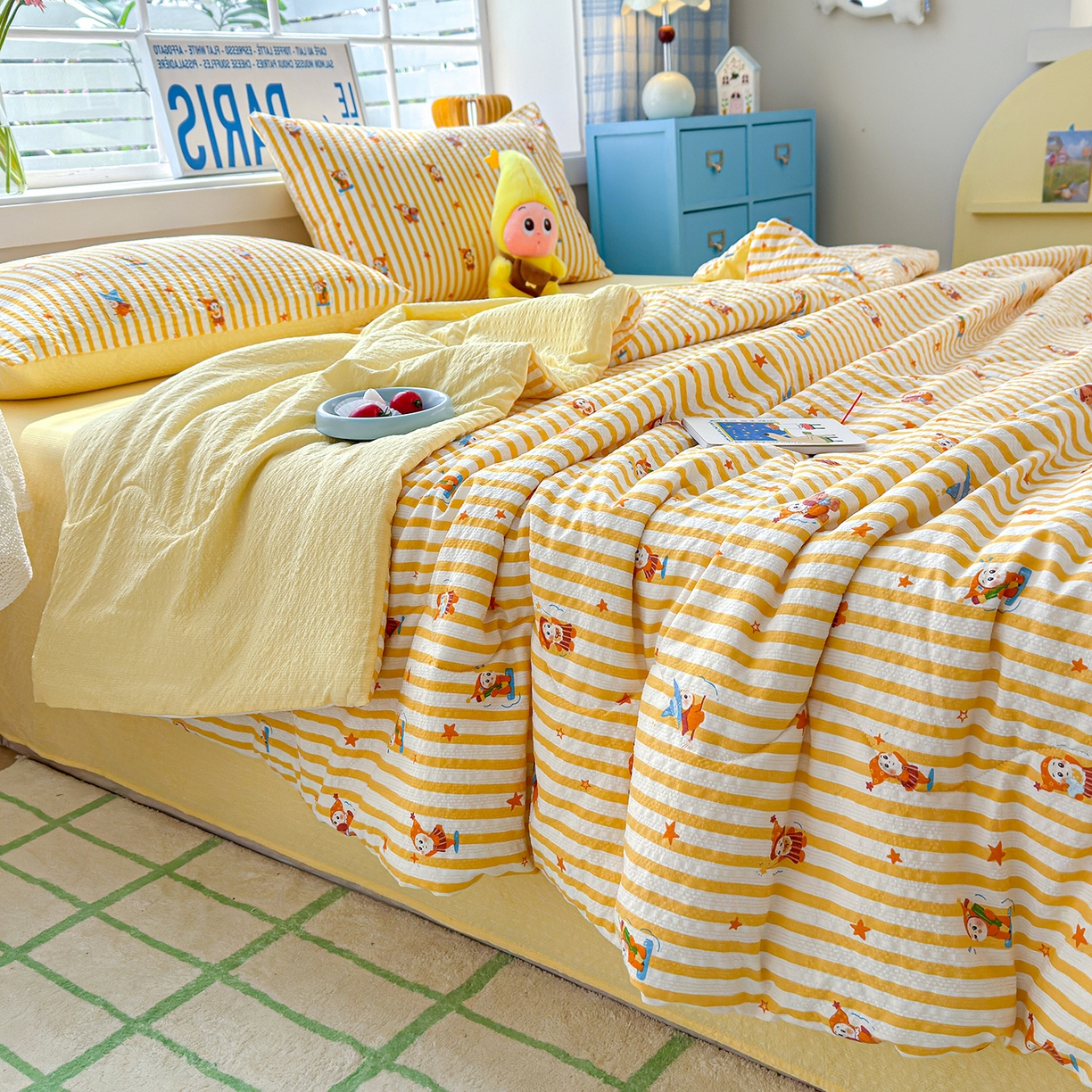 91家纺网 家纺一手货源 找家纺 玉海棠家纺 2026新款云感泡芙棉夏被空调被夏凉被四件套 星光童话