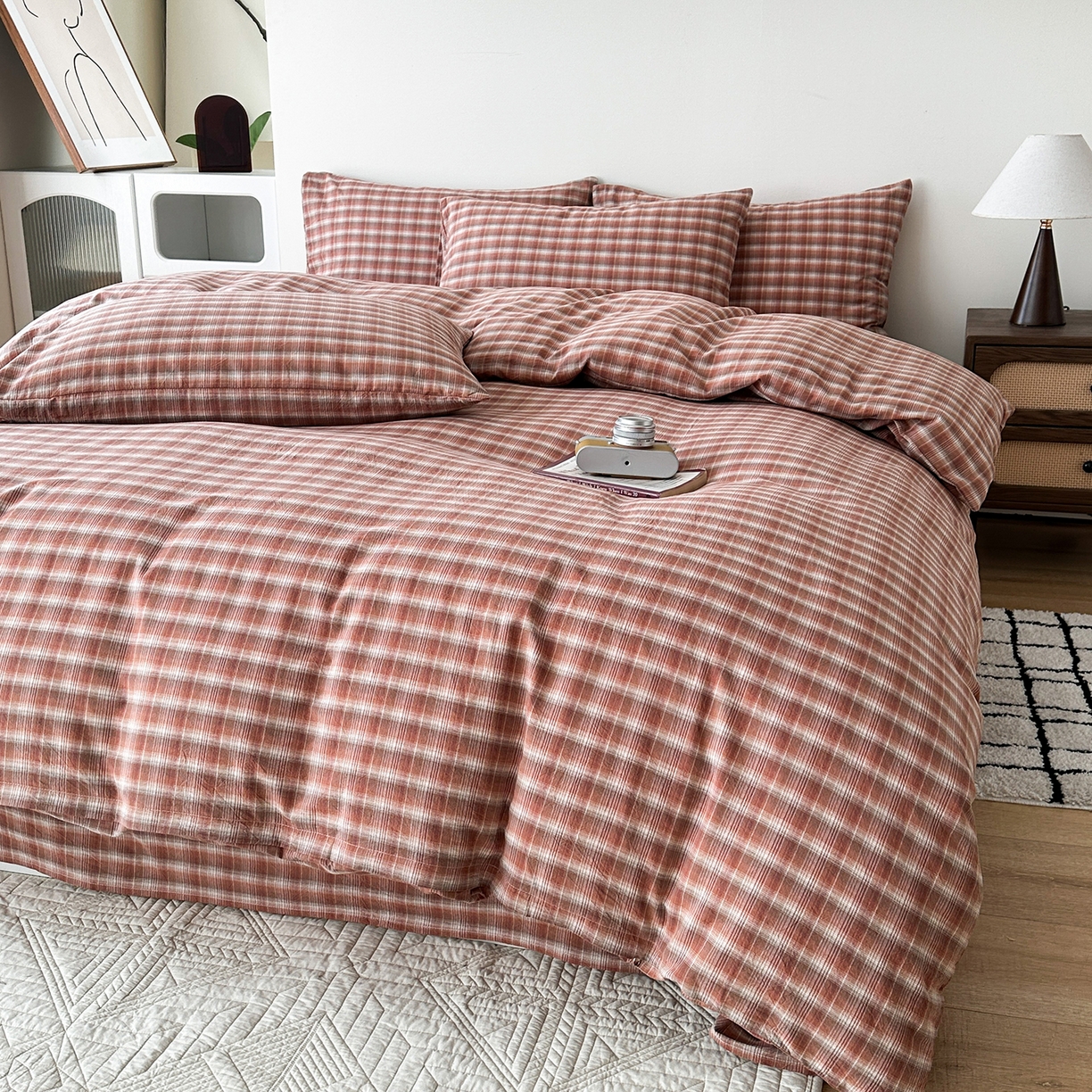 91家纺网 家纺一手货源 找家纺 （总）蓝梦 2026新款全棉纯棉色织水洗棉简约四件套-繁花