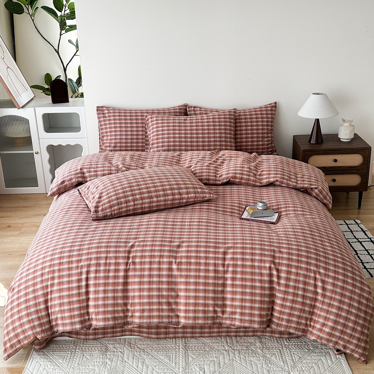 91家纺网 家纺一手货源 找家纺 （总）蓝梦 2026新款全棉纯棉色织水洗棉简约四件套-繁花