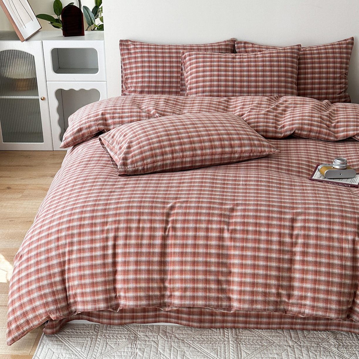 91家纺网 家纺一手货源 找家纺 （总）蓝梦 2026新款全棉纯棉色织水洗棉简约四件套-繁花