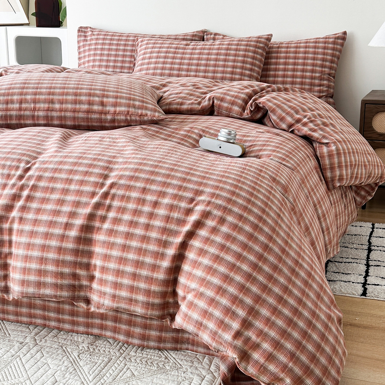 91家纺网 家纺一手货源 找家纺 （总）蓝梦 2026新款全棉纯棉色织水洗棉简约四件套-繁花