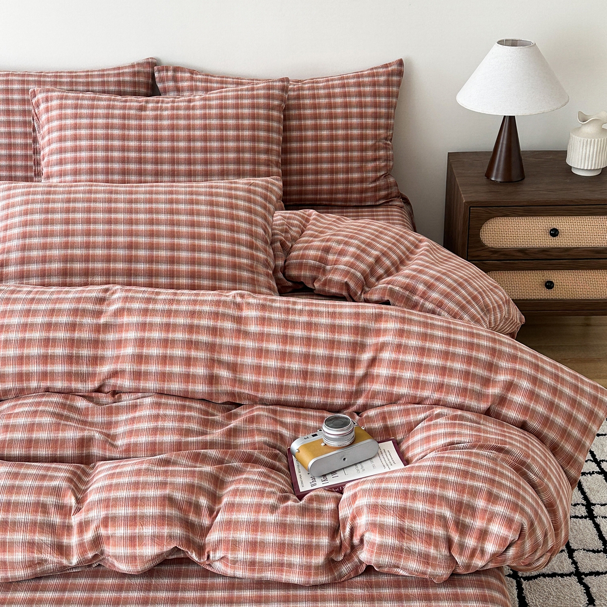 91家纺网 家纺一手货源 找家纺 （总）蓝梦 2026新款全棉纯棉色织水洗棉简约四件套-繁花